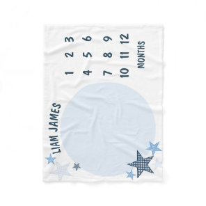 Starry Gingham Baby Boy Milestone Blanket