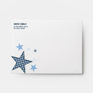 Starry Gingham Baby Boy Personalized Envelope