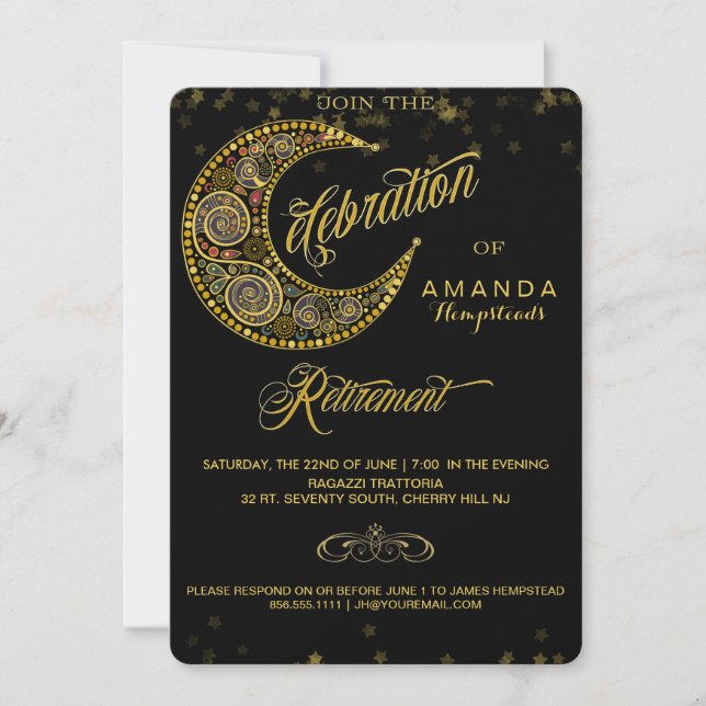 Starry Glitz Retirement Party Invitation (Front)