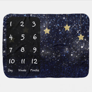 Starry Gold Stars Photography Baby Milestone Mat Blanket