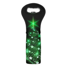 Starry Green Christmas Tree Wine Tote