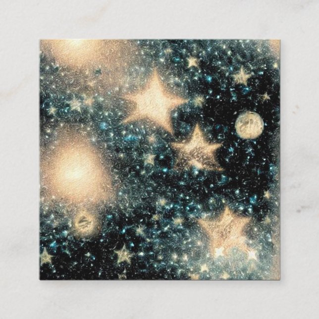 Starry Grunge Background Square Business Card (Front)