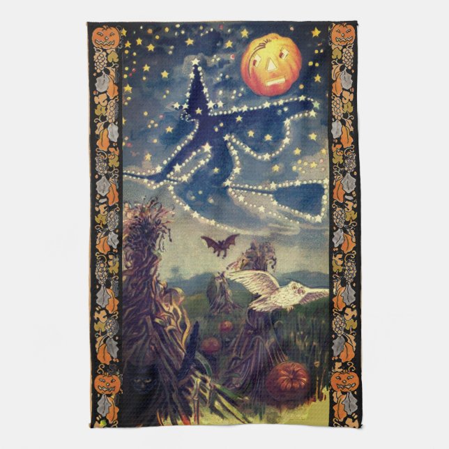 Starry Halloween Night Kitchen Towel (Vertical)