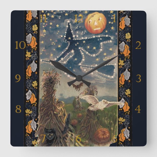 Starry Halloween Night Wall Clock (Front)