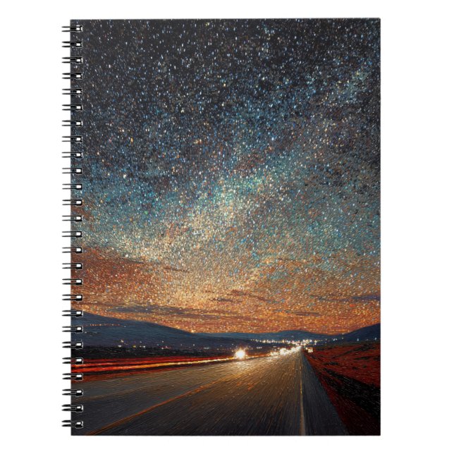 Starry Highway Colorful Night Sky Notebook (Front)