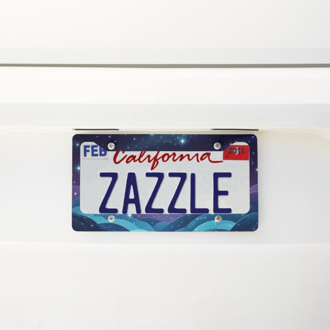 Starry Hills Night License Plate Frame (On Car)