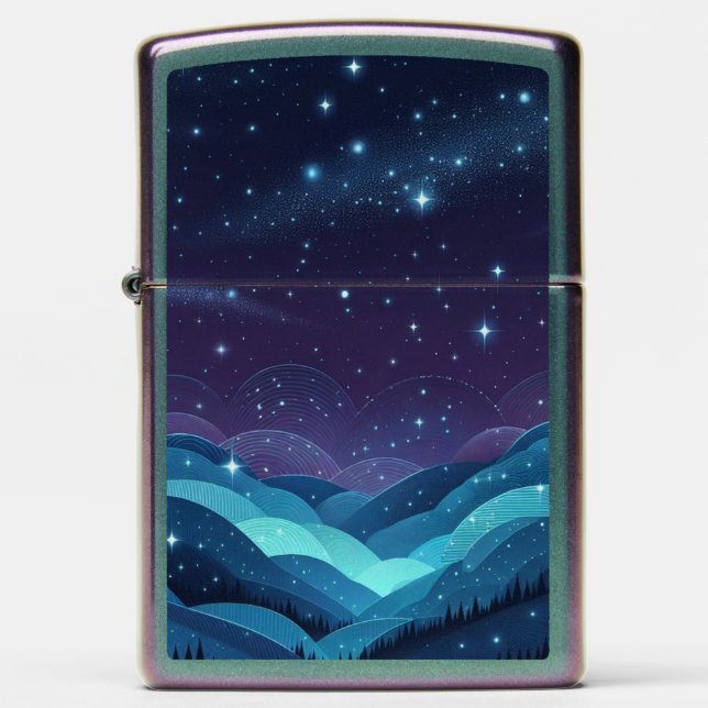 Starry Hills Night Zippo Lighter (Front)