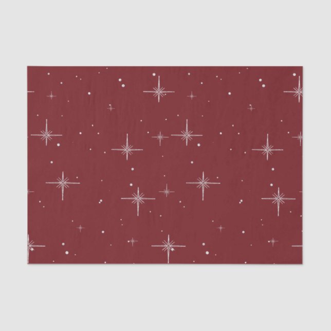 Starry Holiday Tissue Paper – Red with Silver Star (Front)