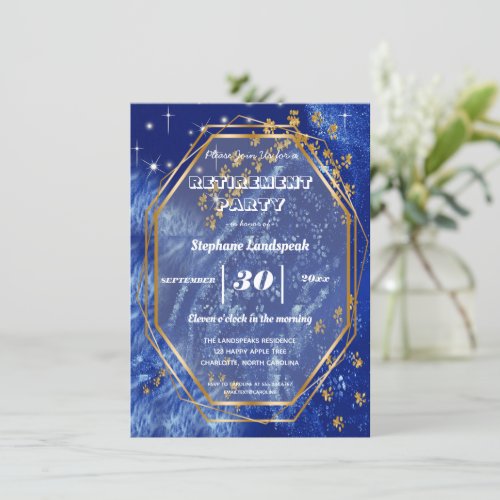 Starry Icy Night Sky with Gold Prints Invitation