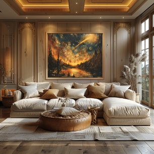 Starry Landscape: Impressionist and Surrealist Poster