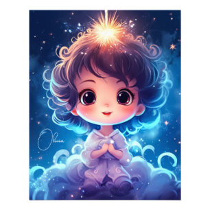 Starry Little Princess Nighttime Girly Personalize Photo Print