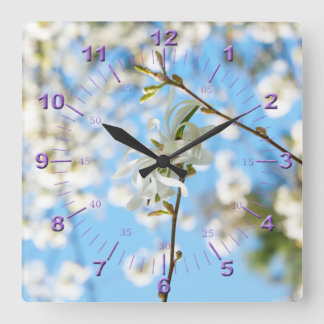 Starry Magnolia 6490 Square Wall Clock