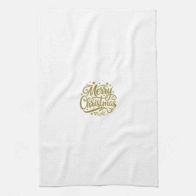 Starry Merry Christmas Greeting Kitchen Towel (Vertical)