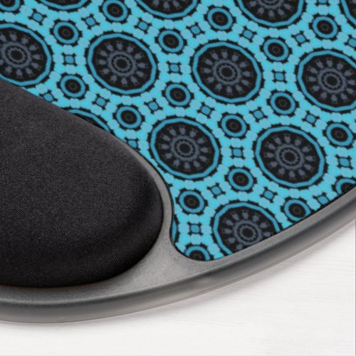 Starry Midnight Cyan Circles Gel Mouse Pad