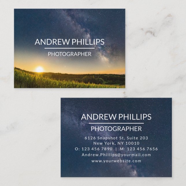 Starry Milky Way Silhouette Sunrise Custom Business Card (Front/Back)