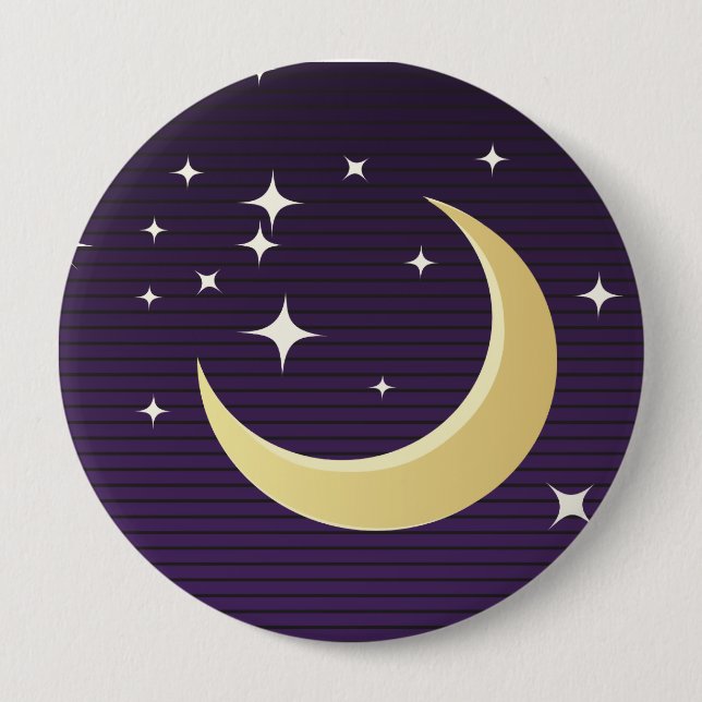 Starry Moon Pinback Button (Front)