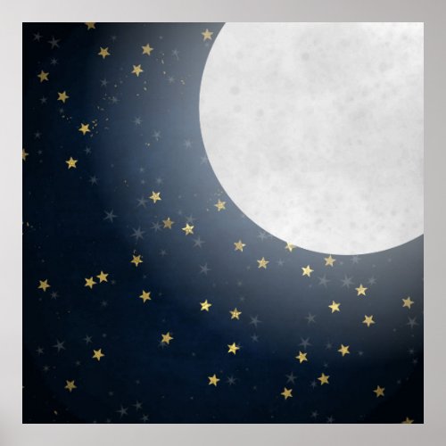 Starry Moonlight Night Sky Poster