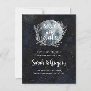 Starry Moonlit Night Monogram Save the Date