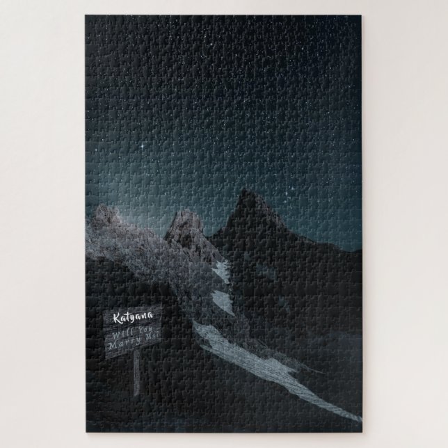 Starry Mountain Night Marriage Proposal Puzzle (Vertical)