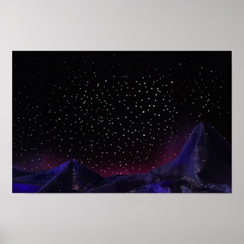 Starry Mountain Night Poster