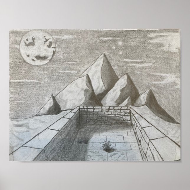 Starry Mountain Nightscape Poster – Fantasy (Front)