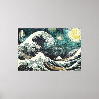 Starry nami - Hokusai & van Gogh Canvas Print