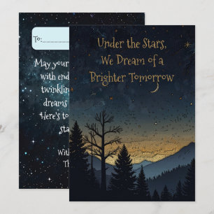 Starry New Year Golden Dreams Holiday Card