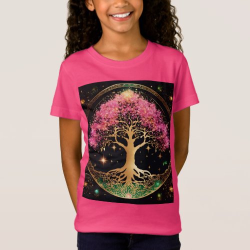 Starry Nexus Tree of Life in the Cosmic Realm T_Shirt