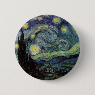 starry night,1889,Vincent van Gogh Button