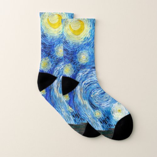 Starry Night 1889 Vincent Van Gogh landscape Art Socks
