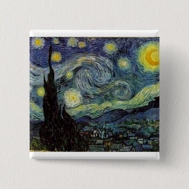 starry night,1889,Vincent van Gogh Pinback Button (Front)