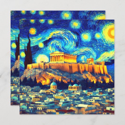 Starry Night Acropolis Athens Greece (Front/Back)