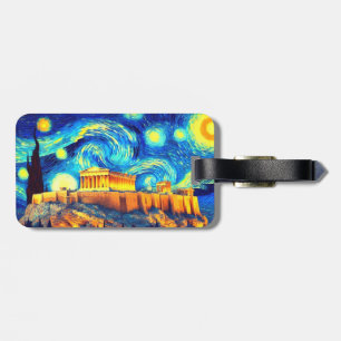 Starry Night Acropolis Athens Greece Luggage Tag