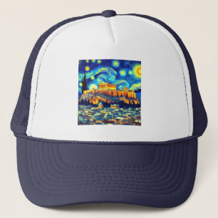 Starry Night Acropolis Athens Greece Trucker Hat