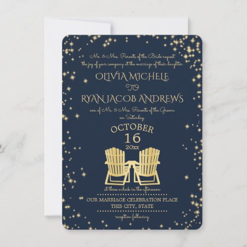 Starry Night Adirondack Chairs Beach Wedding Invitation