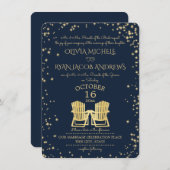 Starry Night Adirondack Chairs Beach Wedding Invitation (Front/Back)
