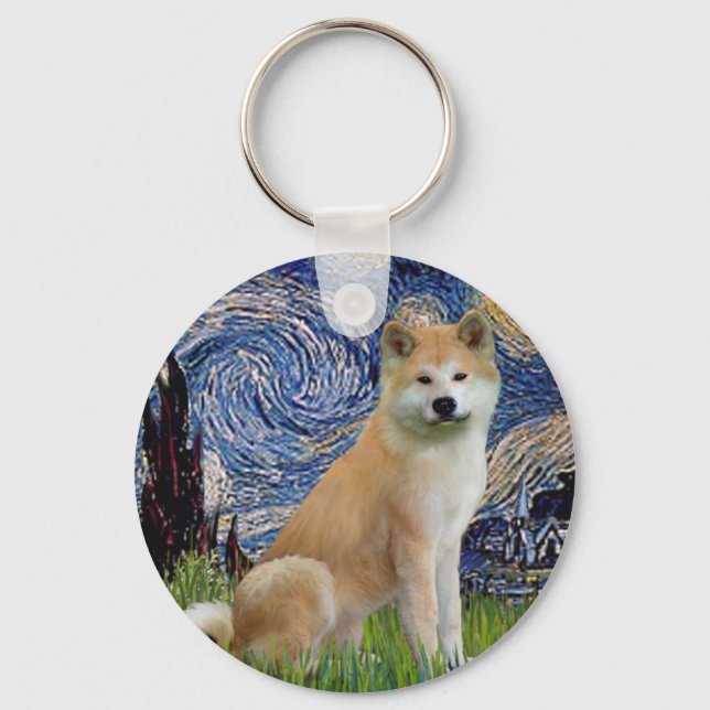 Starry Night - Akita Inu Keychain (Front)