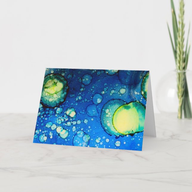 Starry Night Alcohol Ink Painting Card (Front)