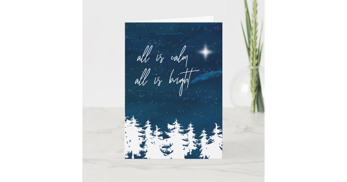 Starry Night All Is Calm All Is Bright Christmas Holiday Card | Zazzle
