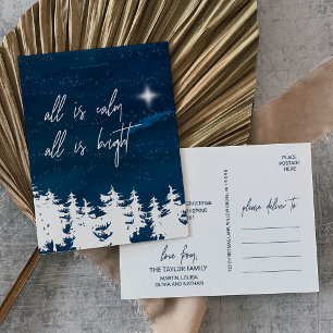 Starry Night All Is Calm All Is Bright Christmas Holiday Postcard