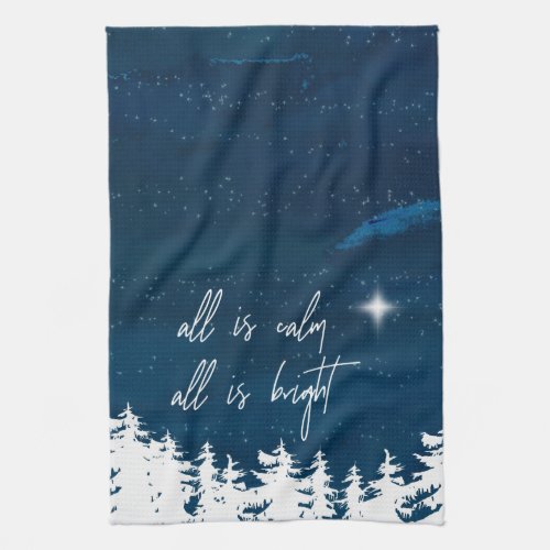Starry Night All Is Calm All Is Bright Christmas Kitchen Towel