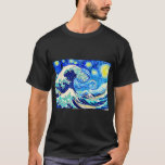 Starry Night and Great Wave Artist Van Gogh Japane T-Shirt