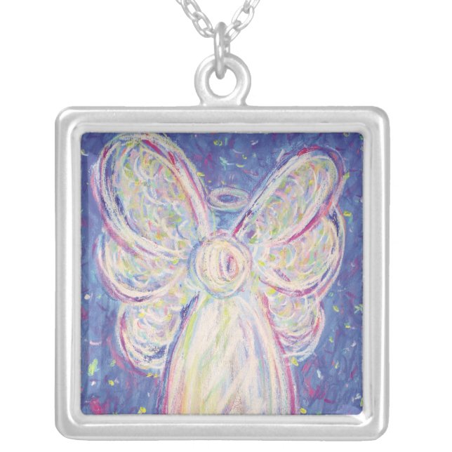 Starry Night Angel Art Custom Pendant Necklace (Front)