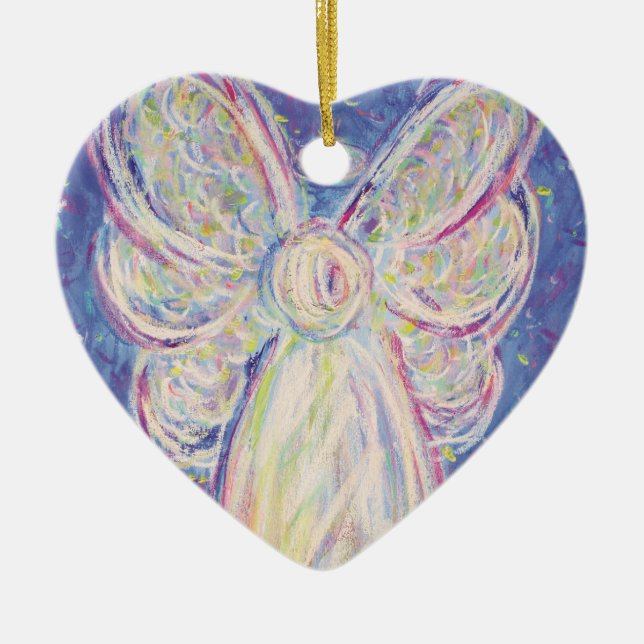 Starry Night Angel Art Gift Holiday Ornament (Front)