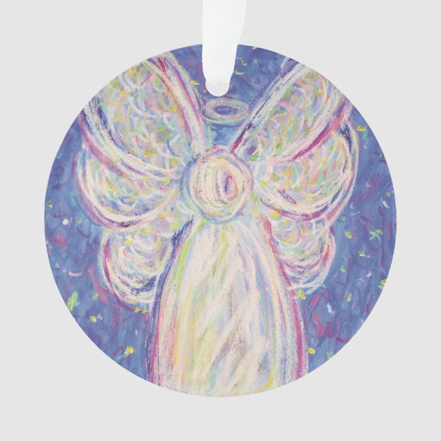 Starry Night Angel Art Gift Holiday Ornament (Front)