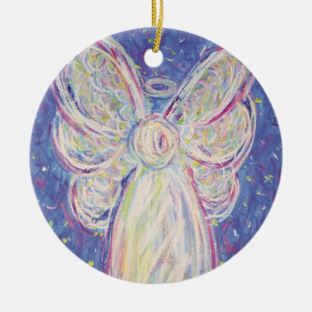 Starry Night Angel Art Holiday Gift Ornaments (Front)