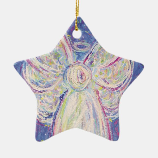 Starry Night Angel Art Holiday Gift Ornaments (Front)