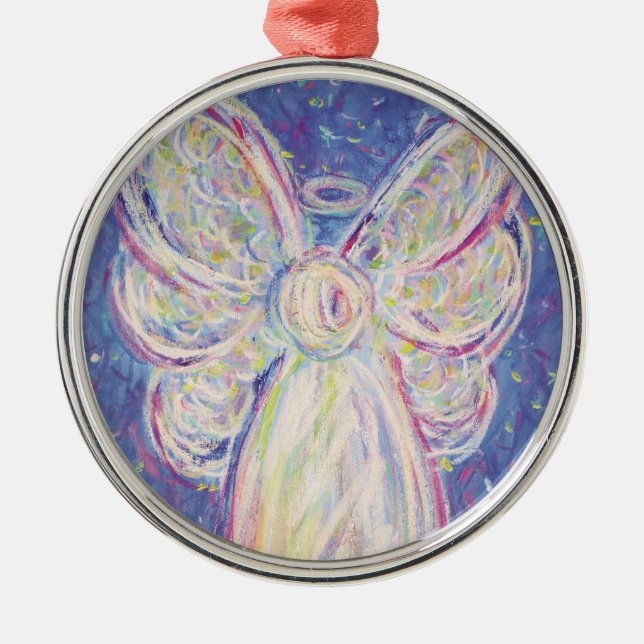 Starry Night Angel Art Holiday Ornament (Front)
