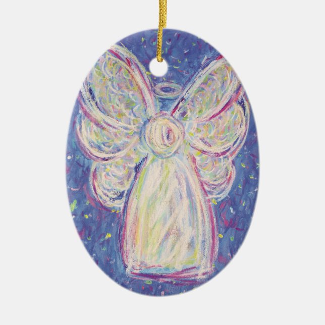 Starry Night Angel Art Holiday Ornaments (Front)
