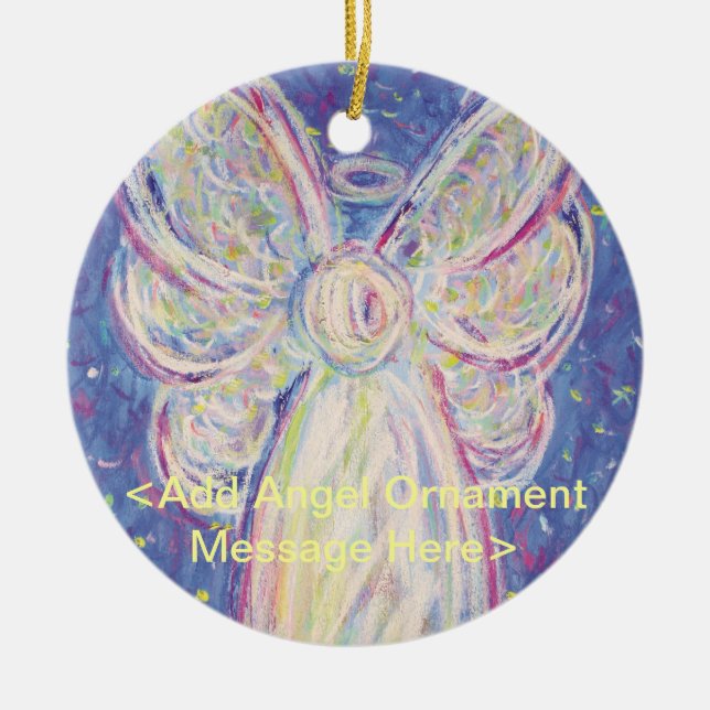 Starry Night Angel Holiday Custom Gift Ornaments (Front)